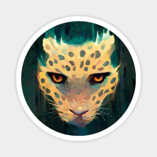 Abstract Jaguar with teal coloring Magnet